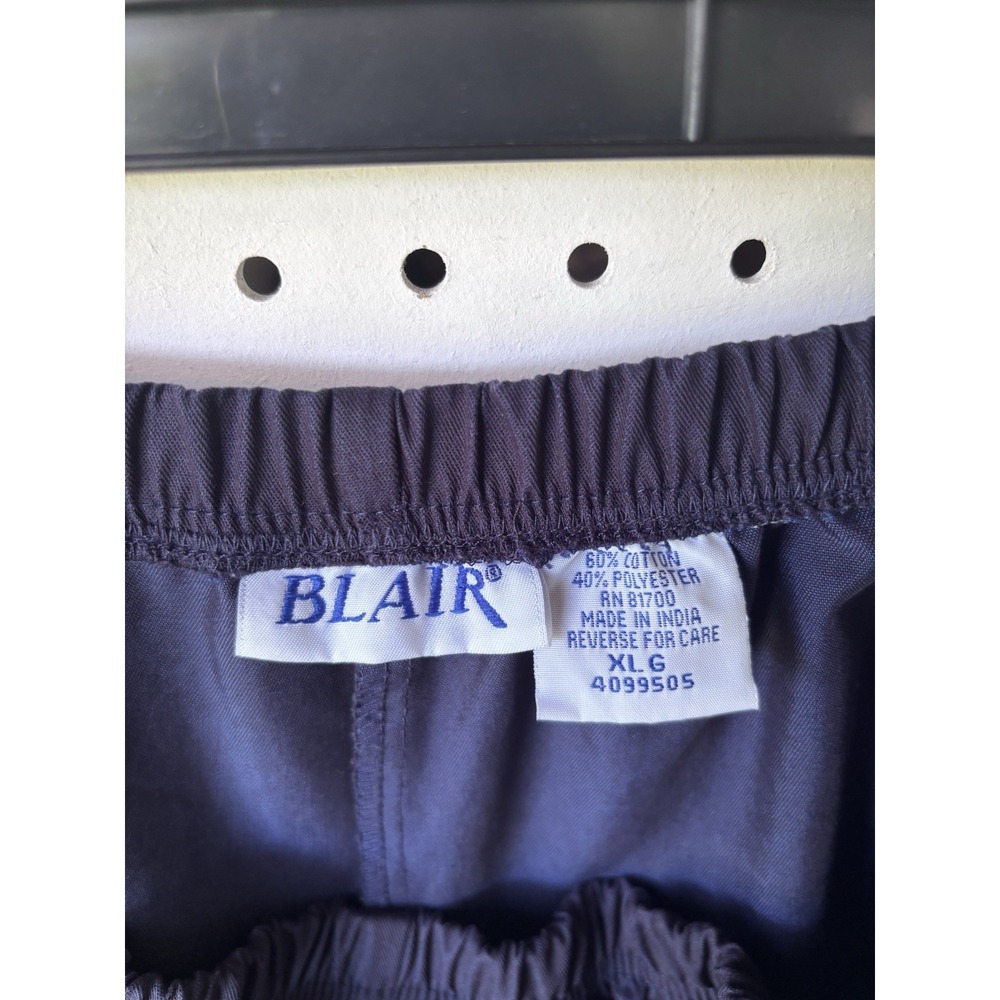 Blair Pants Women's XL Blue Khaki Pull On Crop Capri Lattice Cutout Hem Casual - Picture 4 of 4